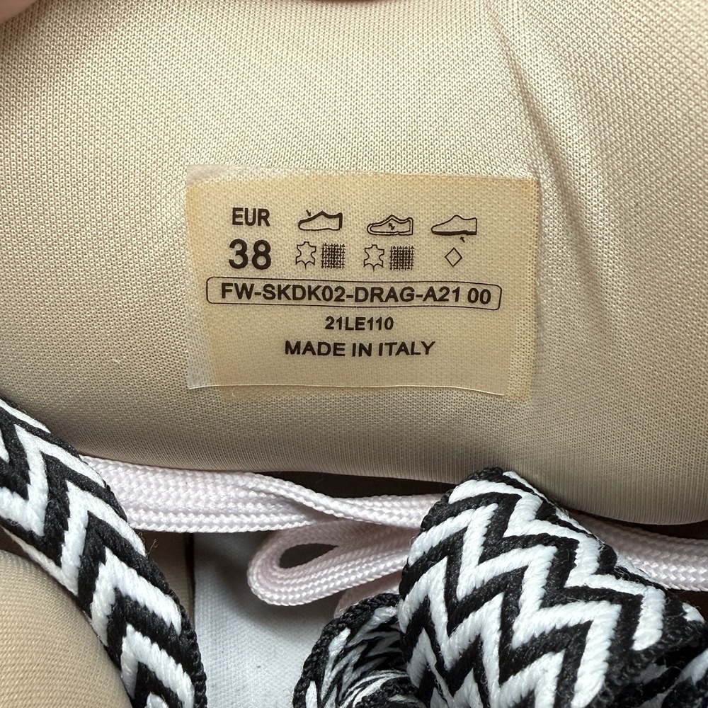 Lanvin Curb Sneakers Womens Sz 8 EU 38 Pink Cream Made In Italy Leather - Picture 7 of 12